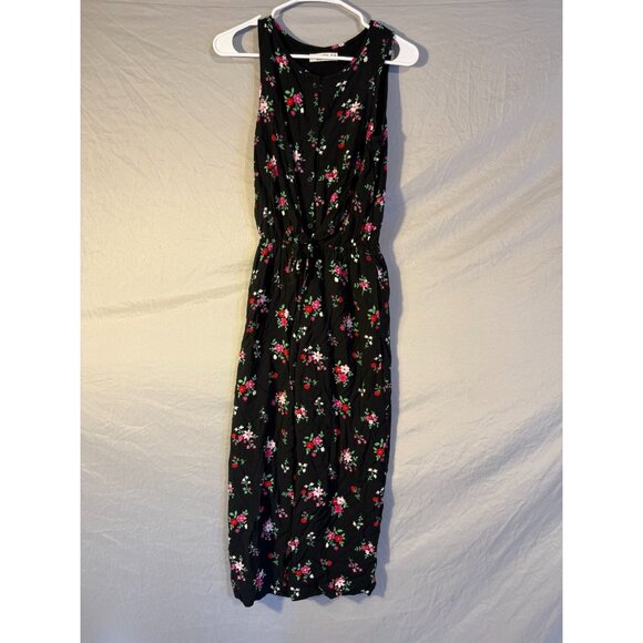 Abercrombie Kids Girls Floral Jumpsuit Overalls Size 13/14 XL Navy - Picture 1 of 4